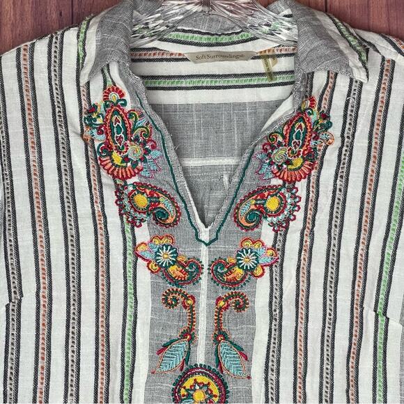 Soft Surroundings 100% Cotton Embroidered Tunic Top - Picture 3 of 8